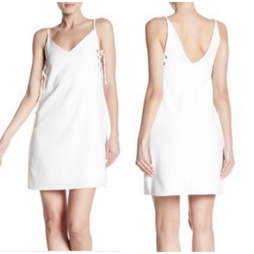 bishop & young ana white lace up side mini dress sz. S NWT